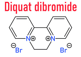 Diquat dibromide contact herbicide molecule. Skeletal formula.
