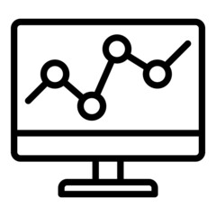 Trading Line Graph Monitor Flat Icon Isolated On White Background