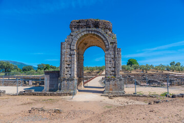 Ruins of roman town Caparra in Spain.