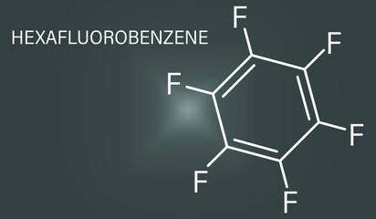 Hexafluorobenzene molecule. Skeletal chemical formula.