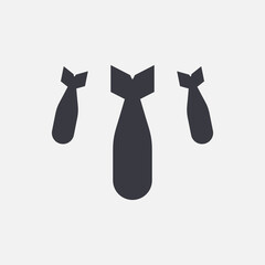 Nuclear bomb military icon. Vector air bomb atomic war aviation symbol