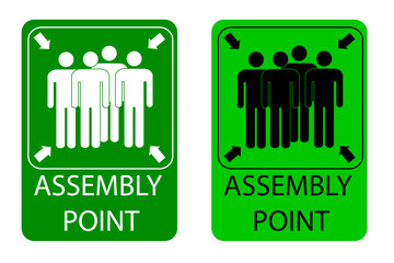 Simple Vector Set 2 Assembly Point Sign at white background