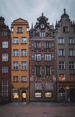 Fototapeta premium Beautiful architecture of the old town in Gdansk in November 2021, Poland