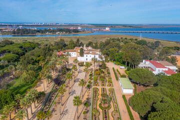Aerial view of La Rabida monastery in Spain.