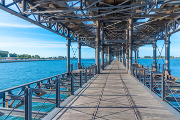 Muelle de Riotinto steel construction in Spanish town Huelva.