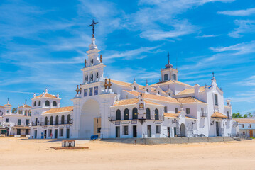 Sanctuary of our lady of Rocio in Spain. - obrazy, fototapety, plakaty