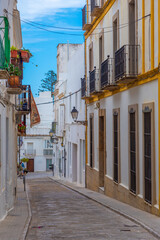 White street in the old town of Spanish city Tarifa.