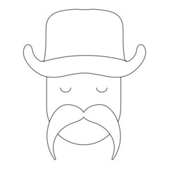 Cowboy Face Flat Icon Isolated On White Background