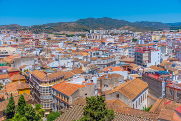 aerial view of the spanish city malaga and rooftops of the old town.