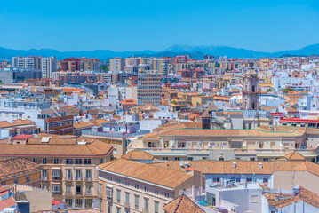 aerial view of the spanish city malaga and rooftops of the old town.