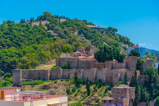 Aerial view of the alcazaba fortress in malaga.