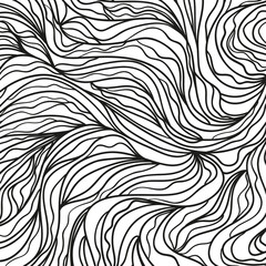 Wavy background. Hand drawn waves. Stripe abstract texture with many lines. Waved pattern. Black and white illustration for banners, flyers or posters