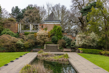 Hill garden and pergola in Hampstead Heath London.