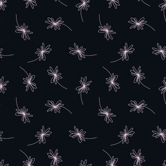 Seamless pattern with flowers on a dark background.