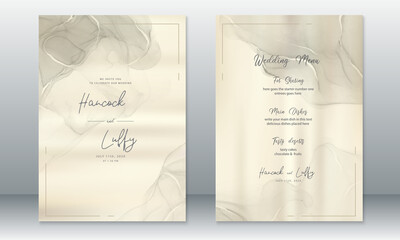 Luxury wedding invitation card template watercolor background
