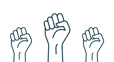 Fist hand power logo. Protest strong fist raised fight icon, rebel illustration