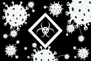 illustration, Virus are expanding and warning symbol