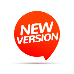 New improved edition version. New label banner icon, update vector red badge new version