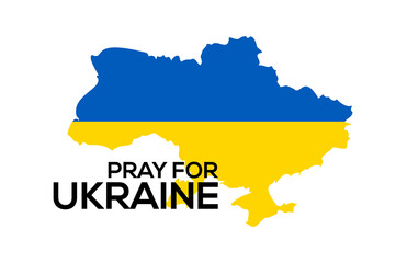 Obraz premium Pray for Ukraine vector map flag. Ukraine peace freedom flag design background