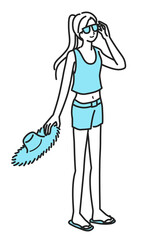 避暑地の夏の女性