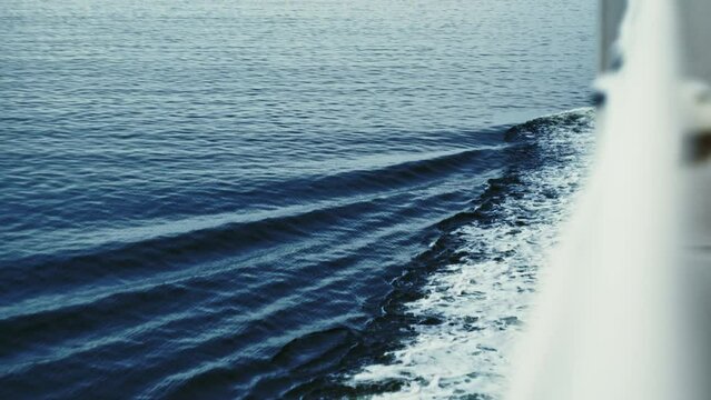 Water Moving From Side Of Ferry As It Travels Through Sea
