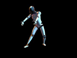 humanoid white android android. Futuristic robot with humanoid figure 3D illustration