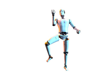 humanoid white android android. Futuristic robot with humanoid figure 3D illustration