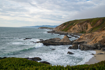 Fototapeta na wymiar Pacific Ocean Coastline North from Bodega Bay