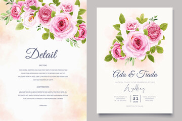 beautiful peony and rose wedding invitation card set