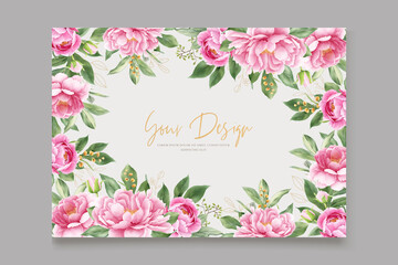 beautiful peony and rose wedding invitation card set