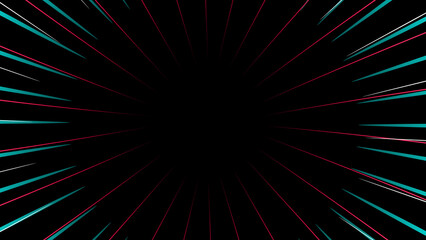 Neon Cyan and Red Bursting Radial Speed Lines from Center
