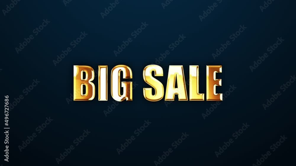 Poster big sale text word gold light animation loop with glitch text effect. 4k 3d seamless looping big sal