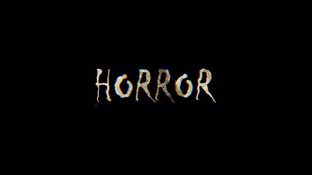 Burn text of Horror word. The golden shine lighting of Horror word loop animation promote advertising concept isolate using QuickTime Alpha Channel ProRes 4444.

