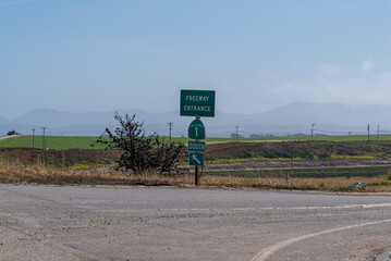 Sign, Signposts on the famous Highway1 road. State Route 1 is a major north–south state highway that runs along most of the Pacific coastline of the U.S. state of California. 