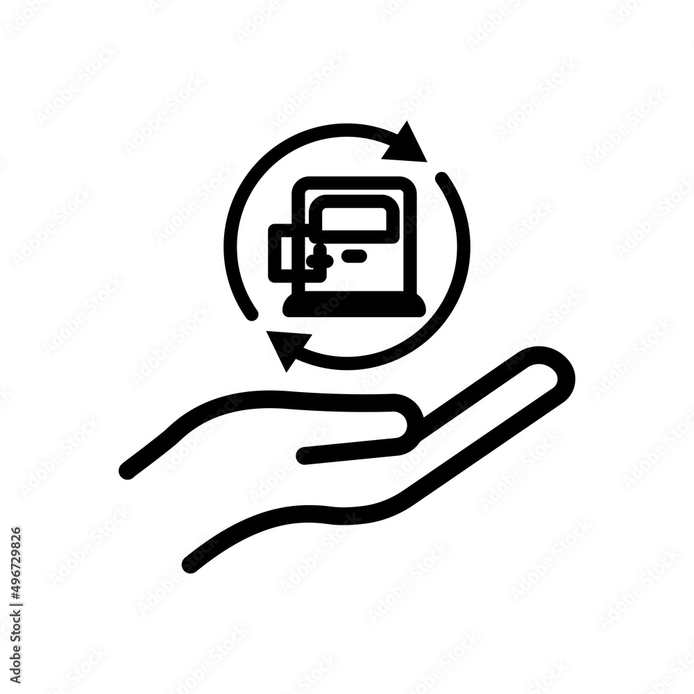 Poster fuel station icon with hand. line icon style. simple design editable. Design template vector