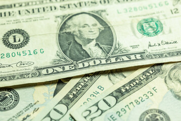 United States one dollar bill, financial concept, money,  horizontal