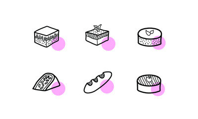 set of sweet cake icons
