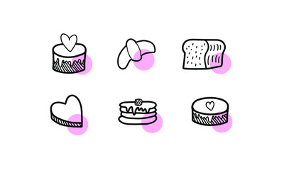 set of sweet cake icons