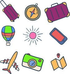 travel-background-flat-doodle | set of icons