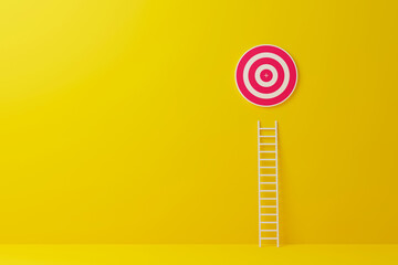 Stand out from the crowd and think different creative idea concepts. Longest white ladder growing up growth to aiming high to goal target. 3d illustration