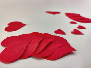 cardboard hearts decorated and ready to make decoration for the day of love