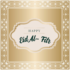 The background of the Eid greeting post. golden mosque illustration as greeting card.