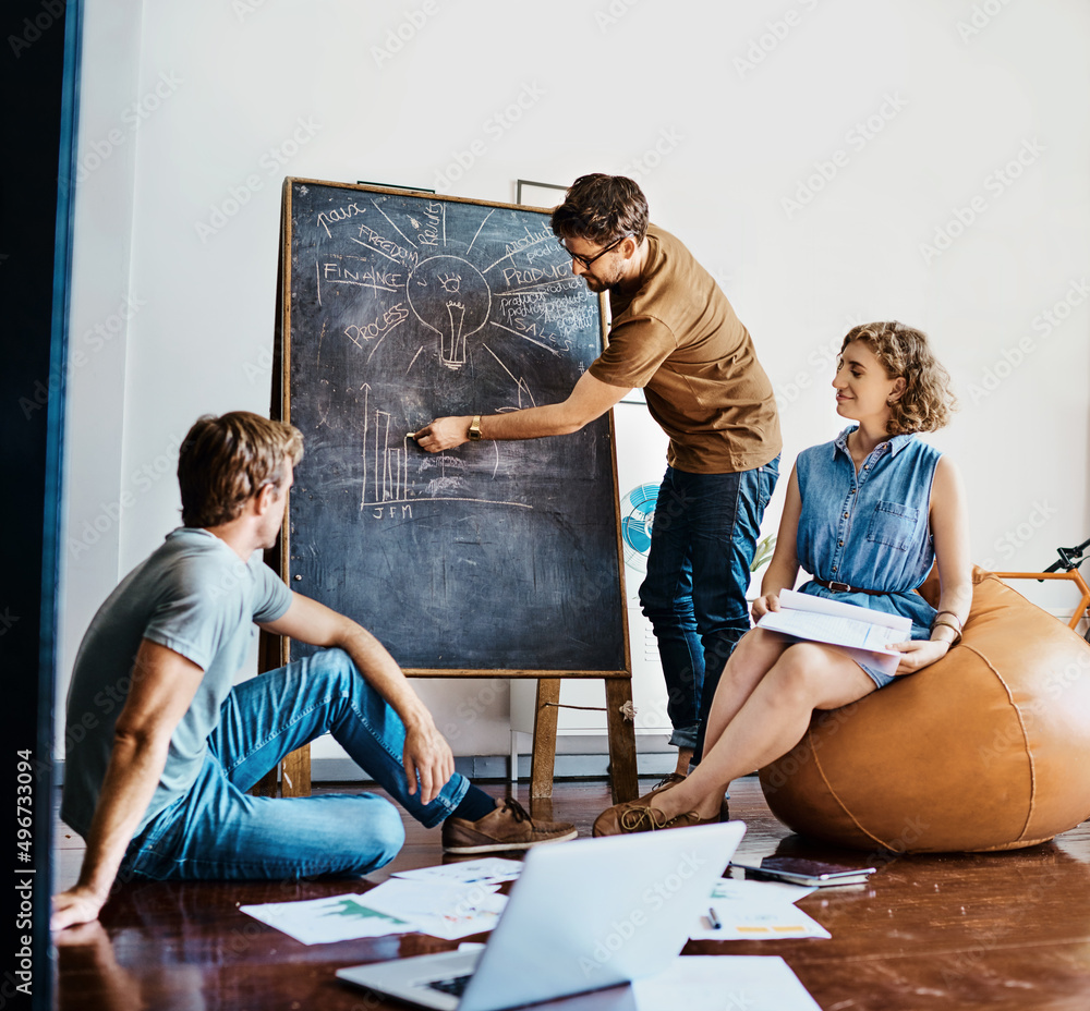 Aufkleber this is how we will boost our long-term growth.... shot of a group of designers brainstorming togeth