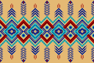 Gemetric ethnic oriental ikat pattern traditional Design for background,carpet,wallpaper,clothing,wrapping,batic,fabric,vector. Decorative strip for textiles.