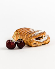 Cherry Danish Dessert with Icing Sugar and Cherry