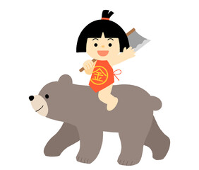 マサカリを持って熊に乗った金太郎