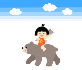 マサカリを持って熊に乗った金太郎