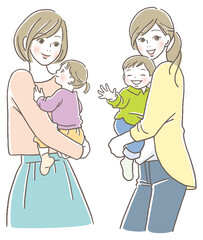 子供を抱っこしている母親