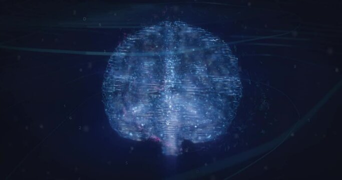 Brain map with word Neurosience move inside. 3D and Motion Graphics
