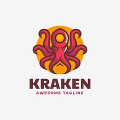 Vector Logo Illustration Kraken Simple Mascot Style.